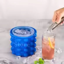 2-in-1 Portable Silicone Ice Cube Maker Cylinder Mold Ice Bucket with Lid Space Saving Wine Whiskey Chiller Bar Kitchen Gadgets
