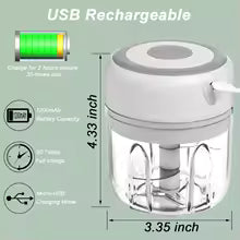 Mini Electric Garlic Chopper 250ML Vegetable Food Chopper USB Garlic Mincer, Onion Chopper for Ginger, Chili, Vegetables