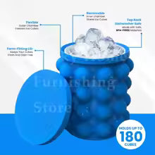 2-in-1 Portable Silicone Ice Cube Maker Cylinder Mold Ice Bucket with Lid Space Saving Wine Whiskey Chiller Bar Kitchen Gadgets